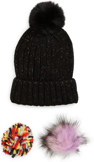 BP. Ribbed Beanie with Interchangeable Faux Fur Pom | Nordstrom | Nordstrom