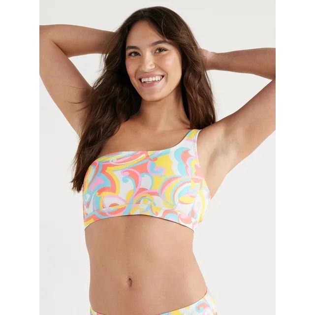 Jessica Simpson Women's One Shoulder Printed Bikini Top, Sizes XS-XXL | Walmart (US)