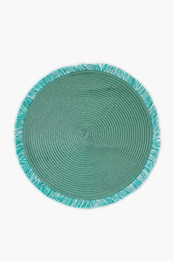 Monstera Green Round Fringed Placemat | Tuckernuck (US)