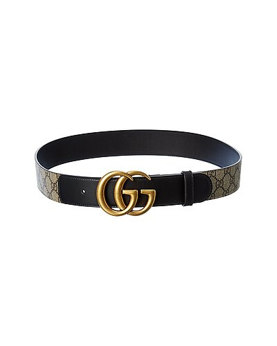 Double G Buckle GG Supreme Canvas & Leather Belt | Rue La La