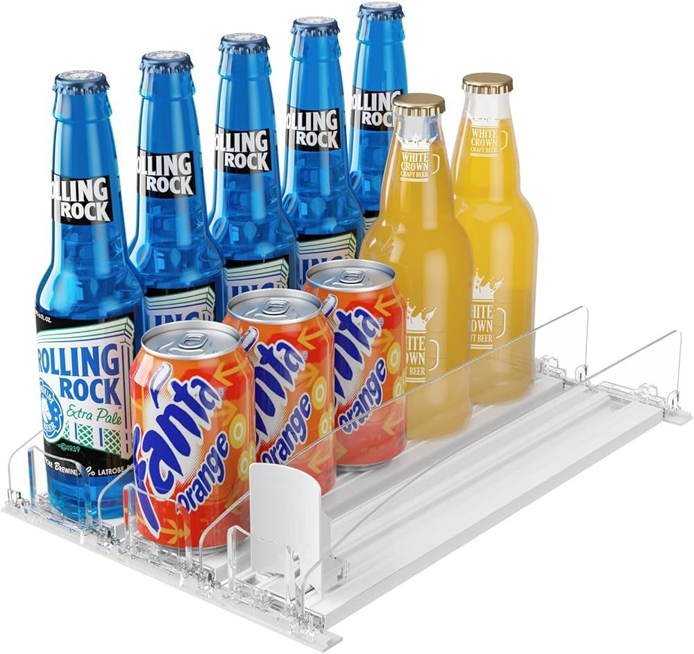 LAMU Drink Organizer for Fridge - [Stabilize-Speed Damper] Automatic Pusher Glide Soda Drink Can ... | Amazon (US)