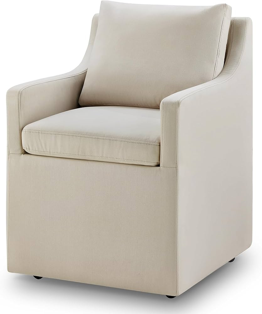 Upholstered Dining Chair with Casters Armchair Cover Replacement Side Deskchair with Rollers for ... | Amazon (US)
