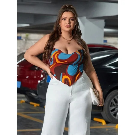 Multicolor Women s Plus Size Cowl Neck Graphic Print Cami Top Sexy 3XL(18) S2022005D | Walmart (US)