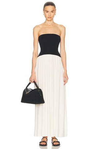 Solid & Striped The Strapless Soglio Dress in Black,White | FWRD 