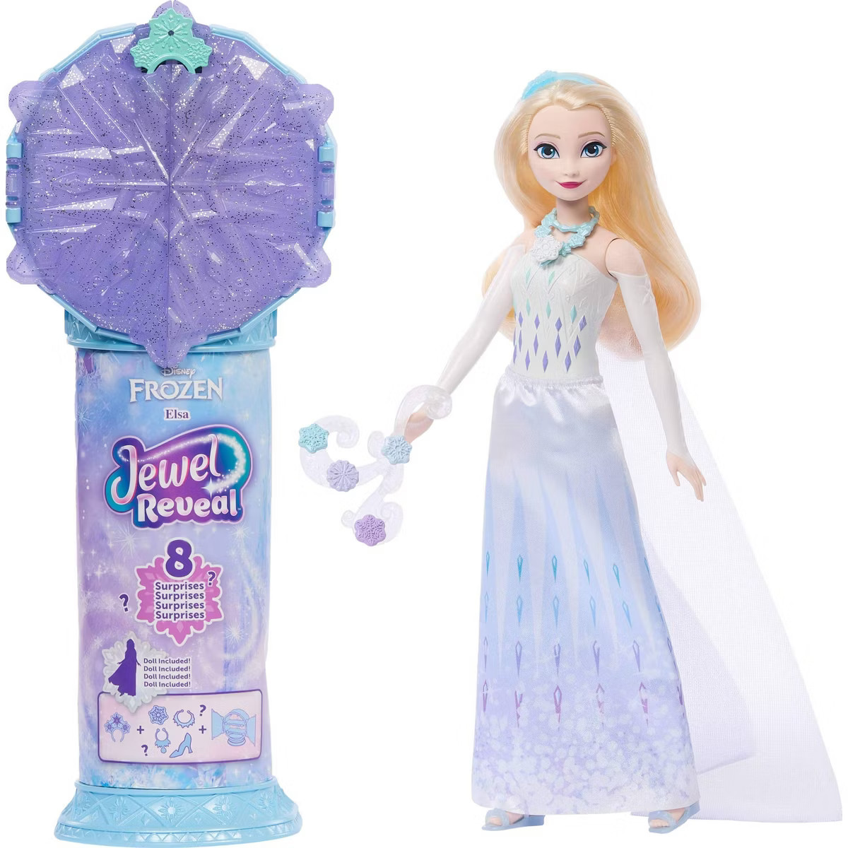 Disney Frozen Jewel Reveal Elsa Fashion Doll with 8 Surprises Including Gem Box & 10 Accessories | Target