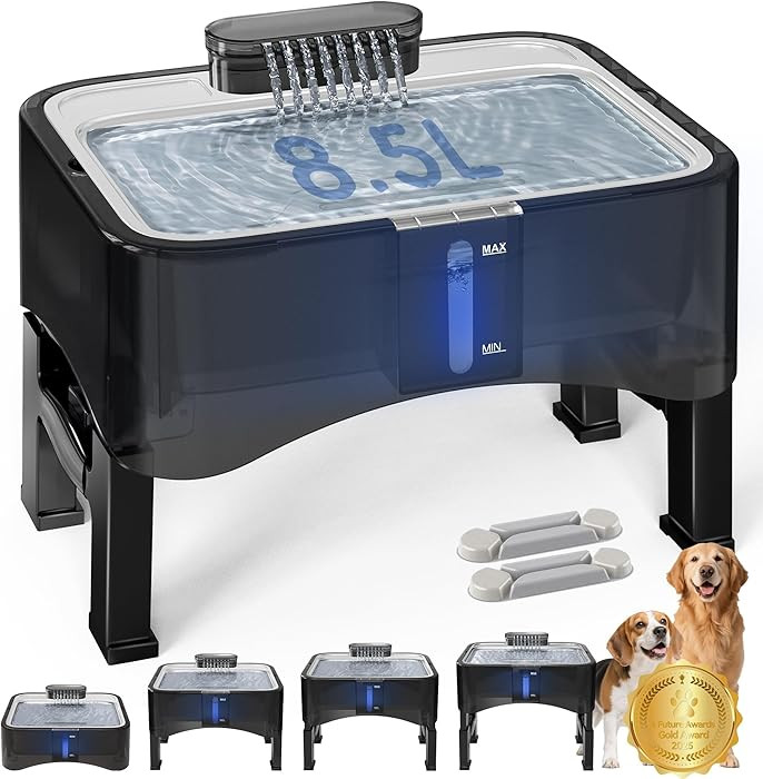 UPSKY 2.25Gal Elevated Dog Water Fountain, 4 Heights Adjustable Pet Fountain for All Dog Sizes, 3... | Amazon (US)