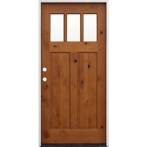 Creative Entryways Craftsman 36-in x 80-in Craftsman Clear Glass Right-Hand Inswing Golden Alder ... | Lowe's