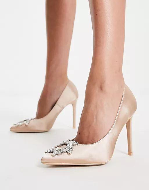Be Mine Adore pumps with embellishment in champagnes | ASOS (Global)