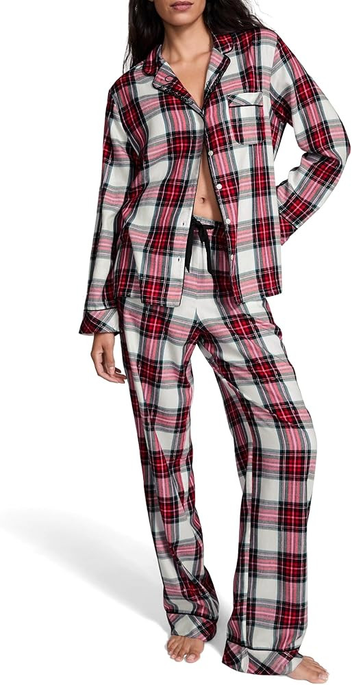 Victoria's Secret Flannel Pajama Set, Long Sleeve Button Down Shirt & Pants, Sleepwear for Women ... | Amazon (US)