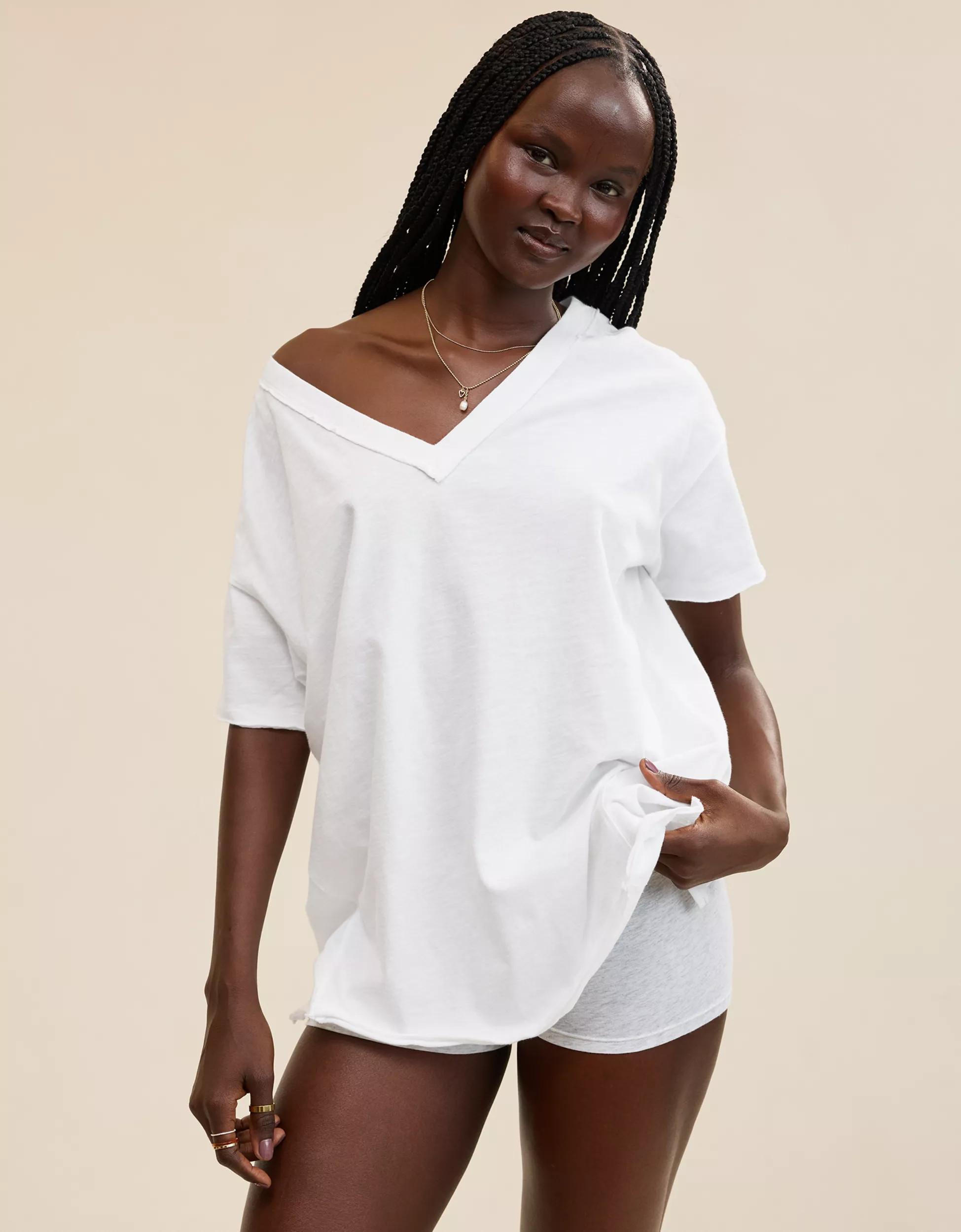 Aerie Oversized V-Neck Boyfriend T-Shirt | Aerie