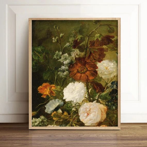 Printable Vintage Autumn Flowers Painting Art Print, Fall Botanicals Digital Download, Antique Vi... | Etsy (US)
