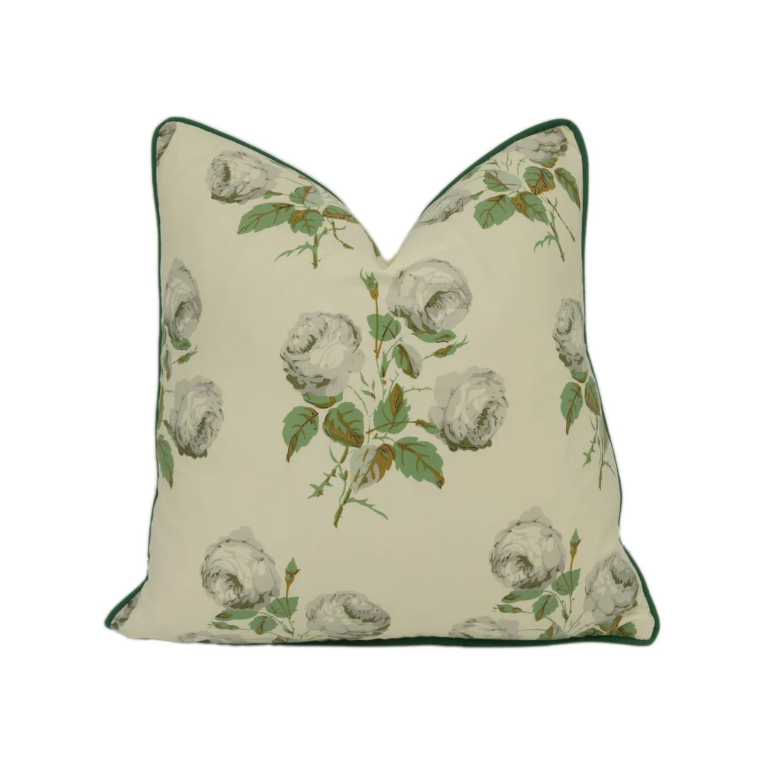 Colefax and Fowler Bowood Green / Grey Chintz Classic Iconic Floral Designer Cushion Cover Handma... | Etsy (US)