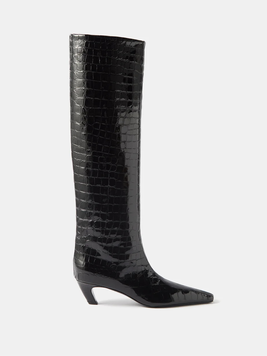 Davis 50 croc-embossed leather knee-high boots | Khaite | Matches (US)