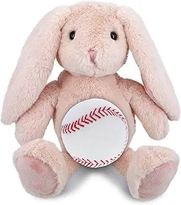 DolliBu Baby Pink Rabbit Stuffed Animal with Baseball Plush - Soft and Huggable Stuffed Rabbit To... | Amazon (US)