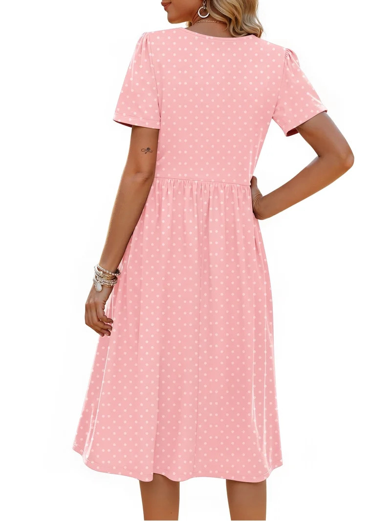 Fantaslook Summer Short Sleeve Midi Dresses for Women Casual Floral T Shirt Dresses Flowy Beach S... | Walmart (US)