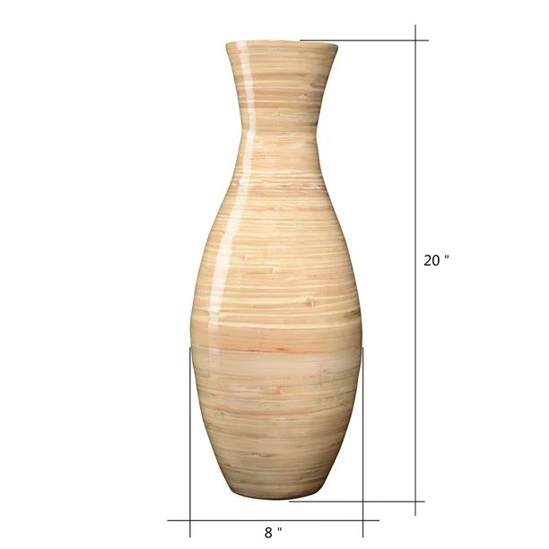 Villacera Handcrafted 20" Tall Natural Bamboo Vase, Decorative Classic Floor Vase For Silk Plants... | Walmart (US)