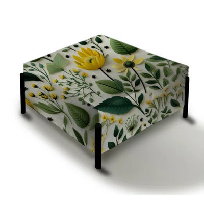 Meadow Greenery Botanical Green - Botanical Large Square Ottoman | Wayfair North America