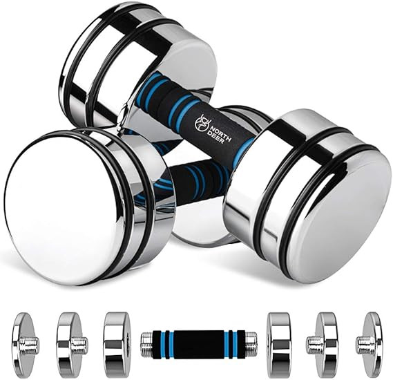 Northdeer Steel Dumbbells Ultracompact & Adjustable Chrome Dumbbell with Foam Handles 5lb 10lb 15... | Amazon (US)