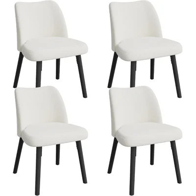 Velvet Dining Chairs Set of 4, Upholstered Kitchen Chairs, Beige | Modern Dining Room Chairs with Thick Cushions, Curved Backrest and Metal Legs, for | Wayfair North America