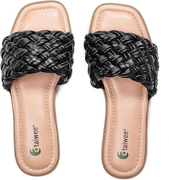 Ataiwee Women's Flat Slide Sandals - Fashionable Braided Elegant Cross Strap Flat Summer Sandals. | Amazon (US)