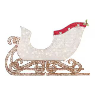 Home Accents Holiday 6 ft. Warm White LED Sleigh Holiday Yard Decoration TY605-1711-7 - The Home ... | The Home Depot