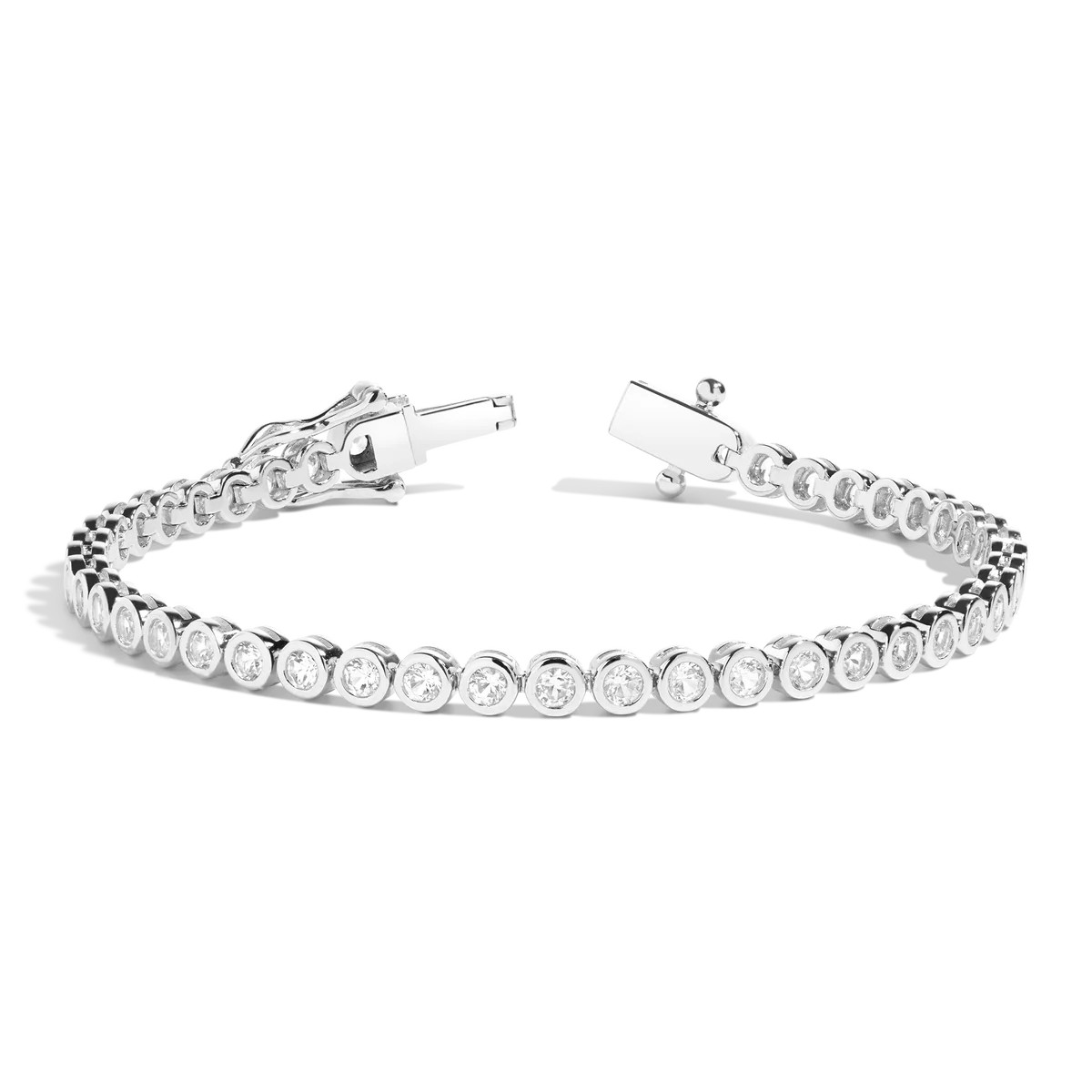 Lab Grown White Sapphire Bezel Tennis Bracelet | AUrate New York