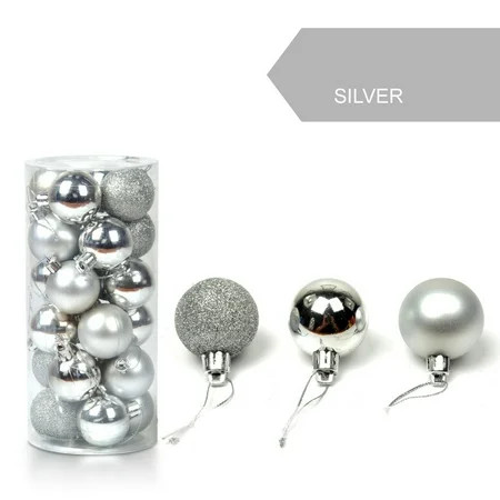 AOWA 24PCS Glitter Bright Christmas Tree Balls Ornament Baubles Xmas Party Home Decor | Walmart (US)