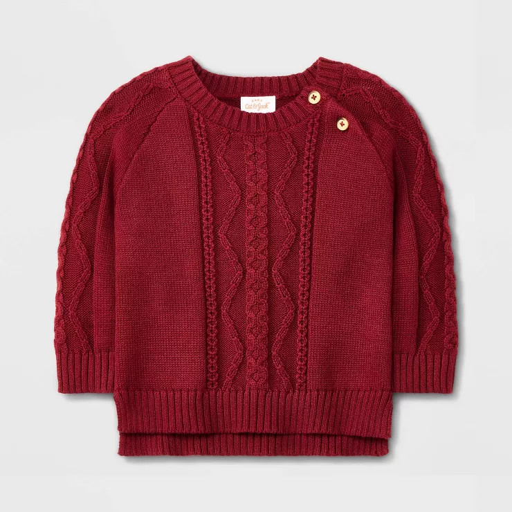Baby Cable Pullover Sweater - Cat & Jack™ Maroon | Target