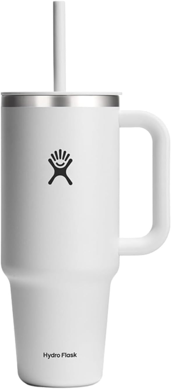 Hydro Flask Travel Tumbler with Handle, Lid and Straw - Insulated Stainless Steel in 40 Oz White | Amazon (US)