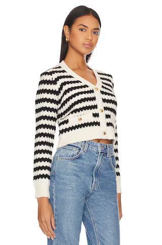 Line & Dot Laurel Cardigan in Ivory & Black from Revolve.com | Revolve Clothing (Global)