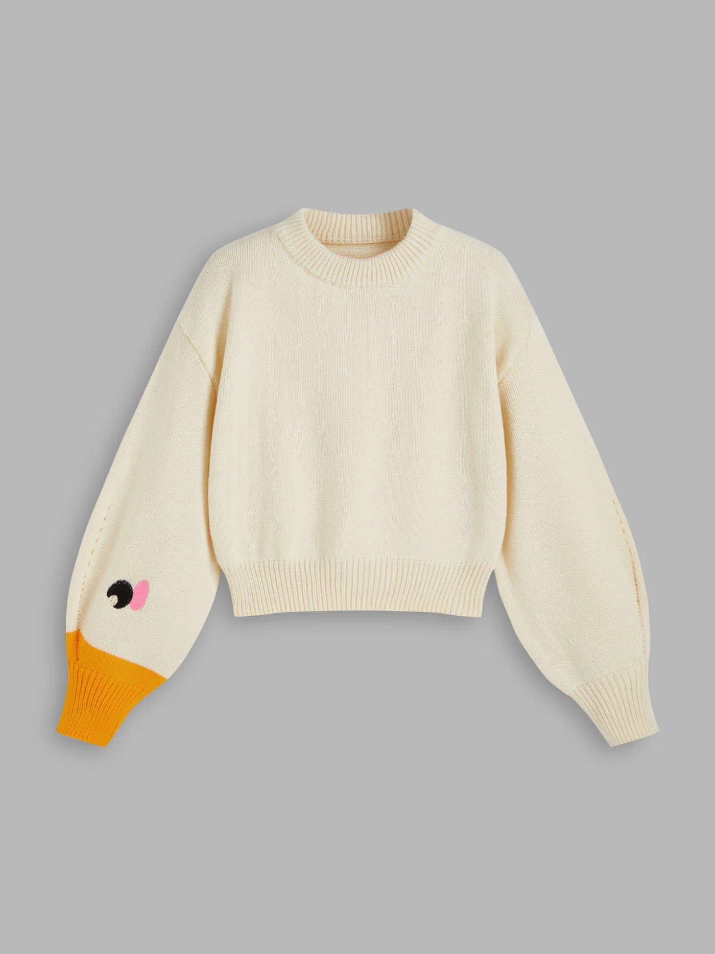 Round Neck Goose Pattern Sleeve Knitted Top | Cider