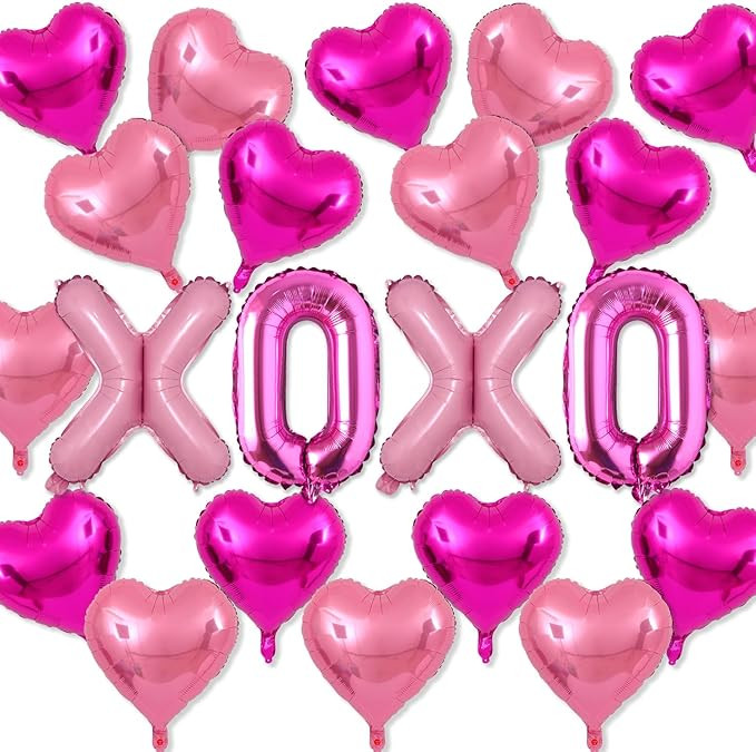 Valentines Day Balloons, Red and Pink Heart Shaped Foil Balloons for Valentines Day Bridal Shower... | Amazon (US)