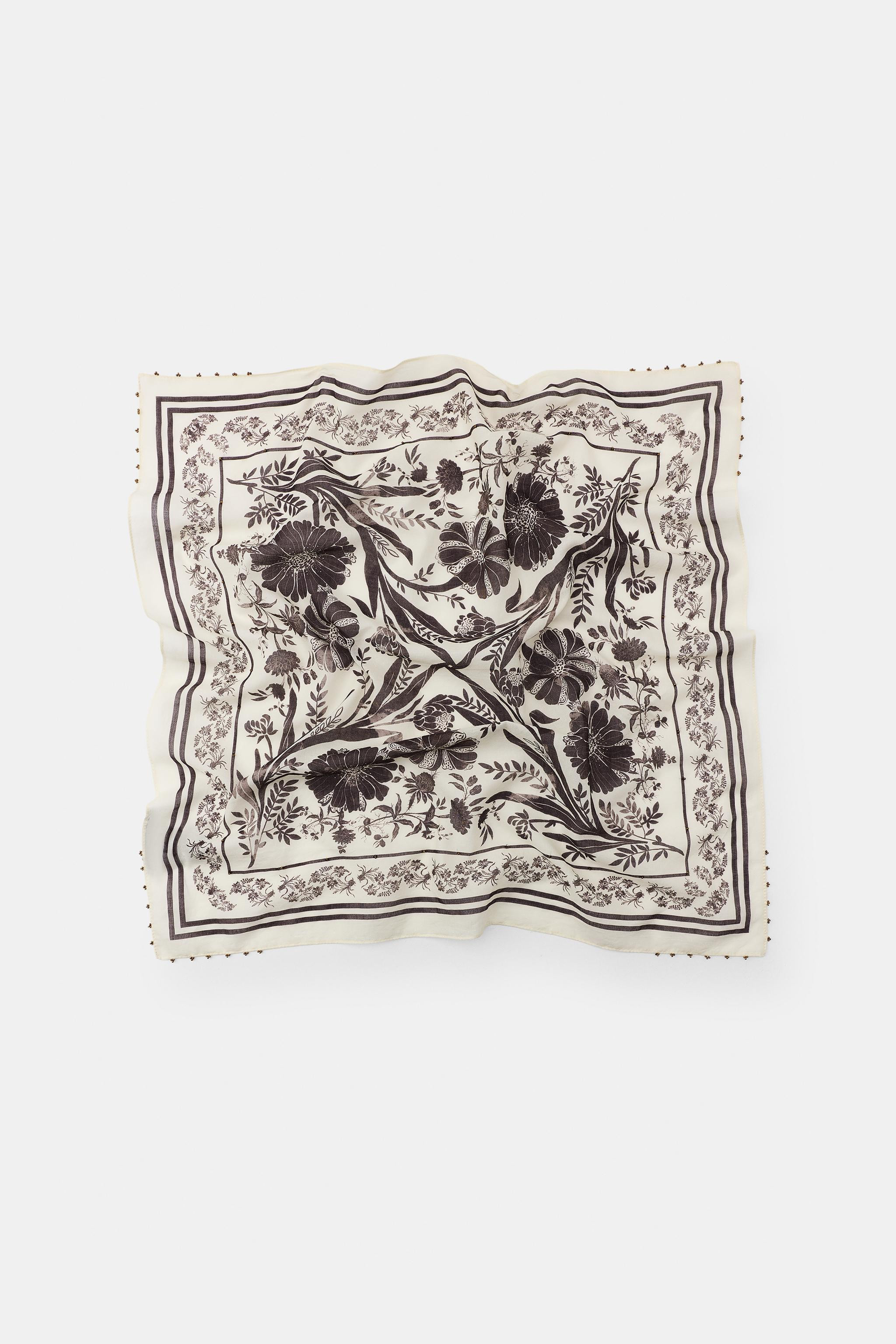 BEADED PAISLEY PRINT SCARF | Zara US