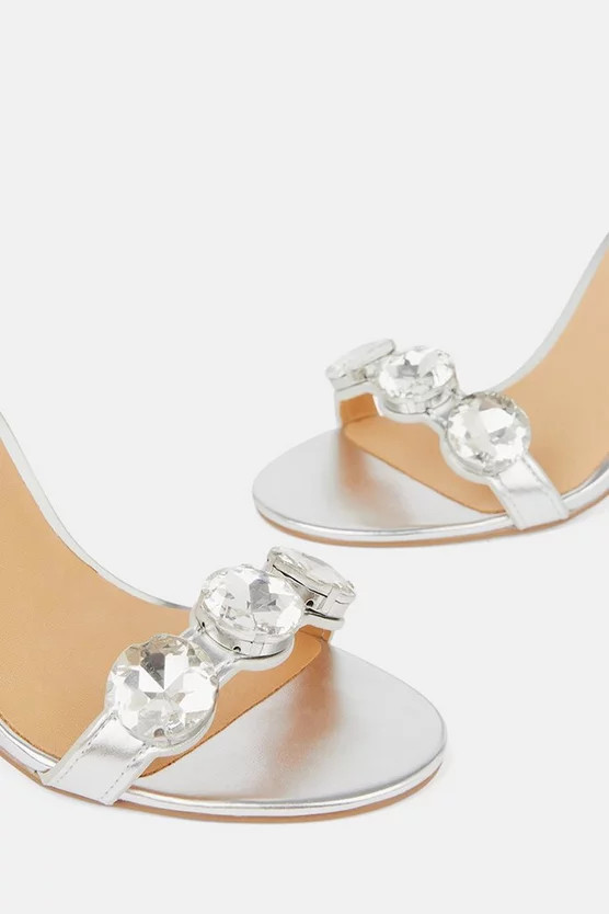 Crystal Stone Double Strap Stiletto Heel | Karen Millen | Karen Millen UK + IE + DE + NL