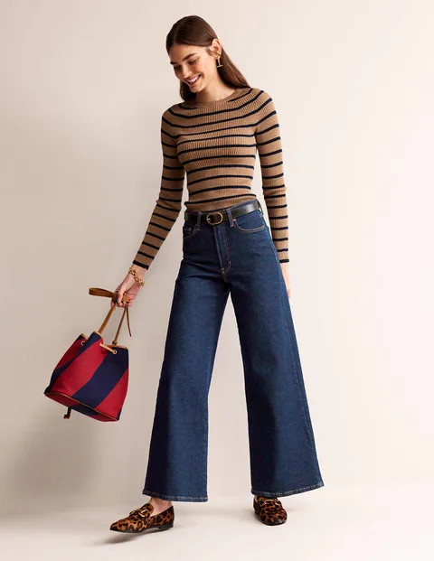 High Rise Wide Leg Jeans - Ecru | Boden (UK & IE)