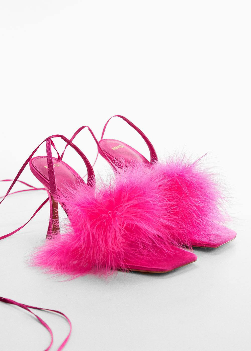 Heeled feathered sandals | MANGO (US)