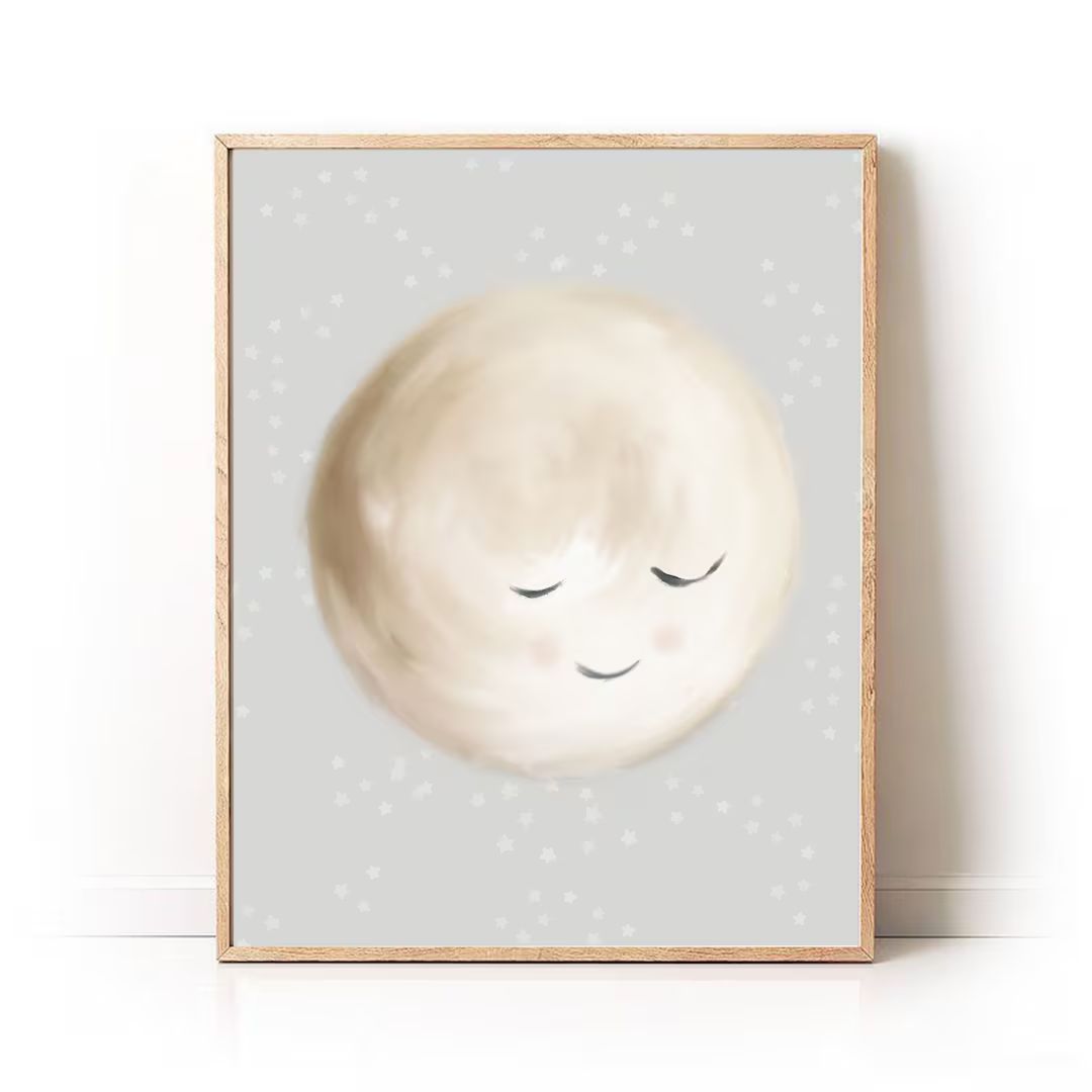 Little Moon Print, Neutral Nursery Artwork, Stars and Moon Nursery Art Print, Baby Nursery Wall A... | Etsy (US)