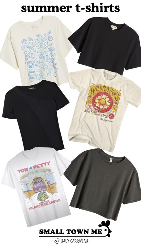 Some t-shirts I’ll be wearing this summer! From a graphic tee to a more cropped look, these are bound to look cute with any shirts, skirt or jeans! 

#LTKStyleTip #LTKTravel #LTKSeasonal