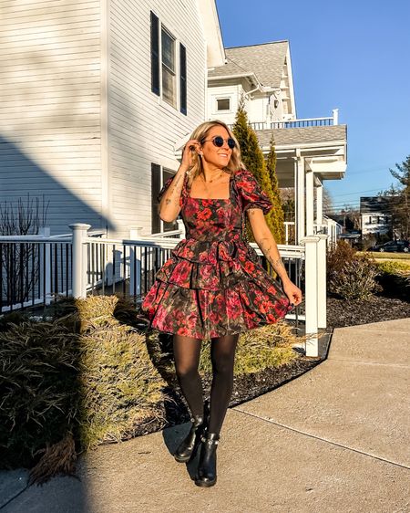 Birthday fit check 🥀🖤✨  And the first time we’ve seen sunshine in days! ☀️ Haha went out for dinner and drinks last night to celebrate and wore this cute little dress from @shopbuddylove! Linked all the outfits deets in the LTK app! Xo

#LTKSeasonal