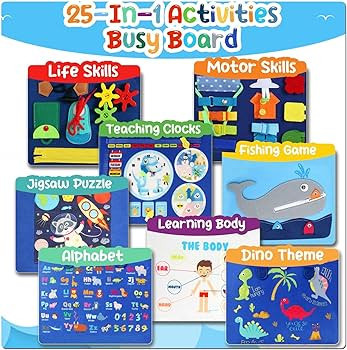 Busy Board Toddlers Sensory Activity - Montessori Toys 1 Year Old Boy Airplane Travel Essentials ... | Amazon (US)