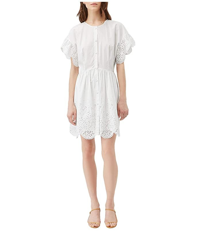 La Vie Rebecca Taylor Short Sleeve Eyelet Dress (Milk) Women's Clothing | Zappos