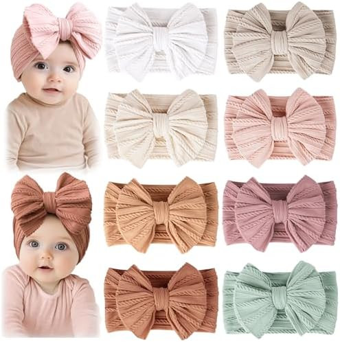 Prohouse 8 Pack Baby Headbands Soft Nylon Hairbands Hair Bows for Newborns Infants Toddlers and B... | Amazon (US)