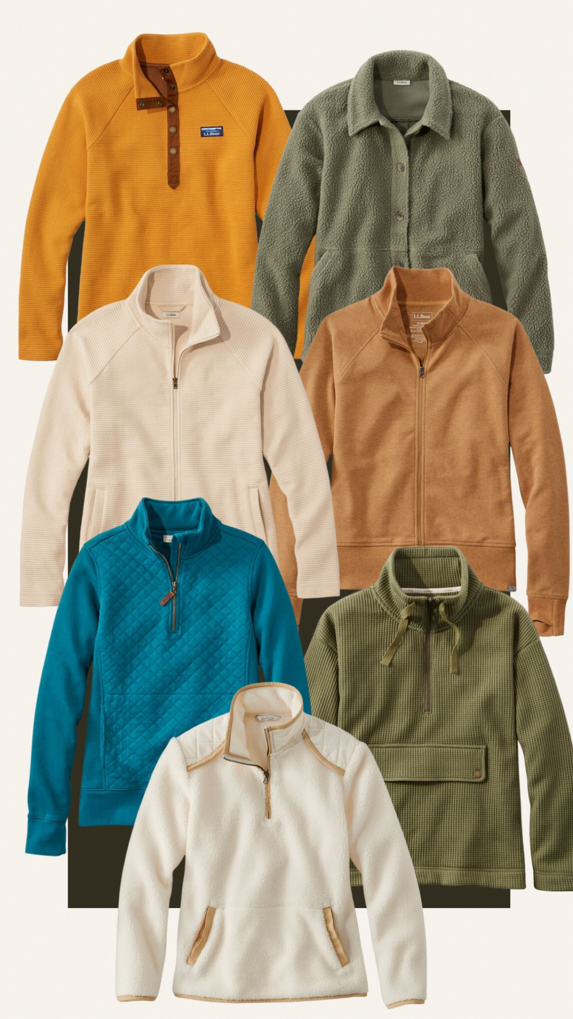 LL bean fleece for autumns, house of colour autumn, true autumn, dark autumn, soft autumn, vibrant autumn, warm autumn, kingfisher, warm navy, olive green, full zip fleece, quarter zip fleece, sweatshirt, ochre, gold, yellow, mustard, chestnut, tan, brown, cream, off white

#LTKPlusSize #LTKFindsUnder100 #LTKSeasonal