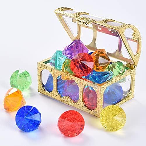 Juephe Diving Gem Pool Toy 12 Diamond Set with Treasure Pirate Box Summer Swimming Gem Pirate Div... | Amazon (US)