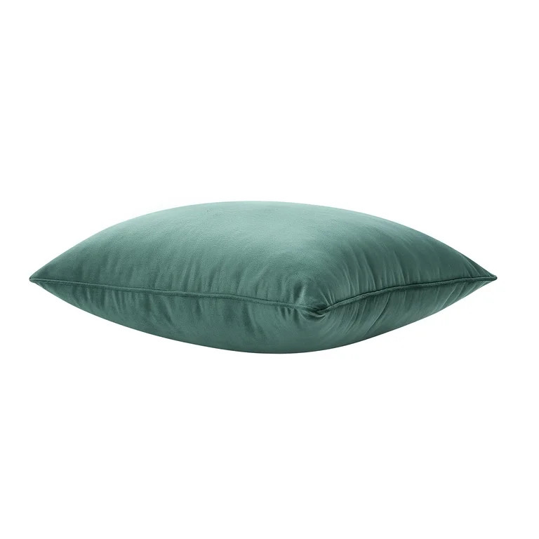 Holiday Time 18" x 18" Green Velvet Decorative Pillow | Walmart (US)