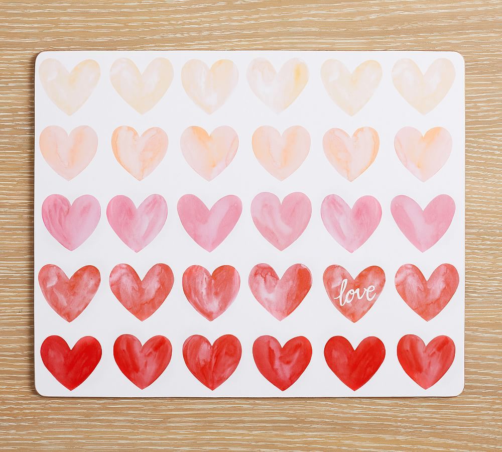 Watercolor Heart Cork Placemats - Set of 4 | Pottery Barn (US)