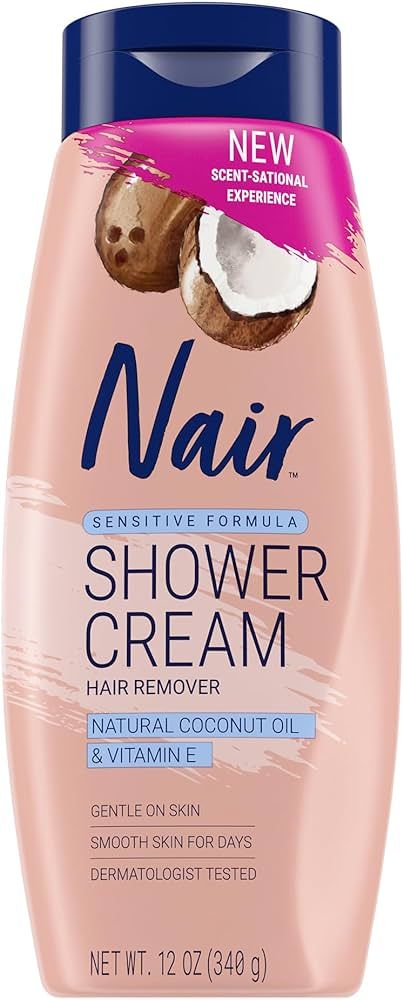 NAIR Sensitive Shower Cream Hair Remover with Natural Coconut Oil and Vitamin E, Body Hair Remova... | Amazon (US)