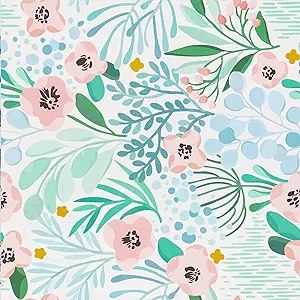 VaryPaper Floral Wallpaper Peel and Stick Wallpaper Pink/Blue/Green Removable Wallpaper Floral Co... | Amazon (US)