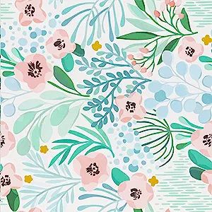 VaryPaper Floral Wallpaper Peel and Stick Wallpaper Pink/Blue/Green Removable Wallpaper Floral Co... | Amazon (US)
