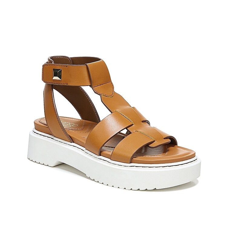 Franco Sarto Wallow Platform Sandal - Women's - Cognac - Ankle Strap Block Footbed Platform | DSW